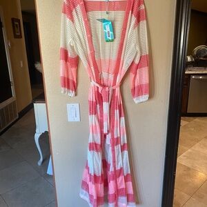 Beautiful pink and white cover-up for the beach